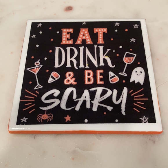 Trick or Treat Delights: Handmade Ceramic Table Coasters - Set of 2 - Picture 2 of 5